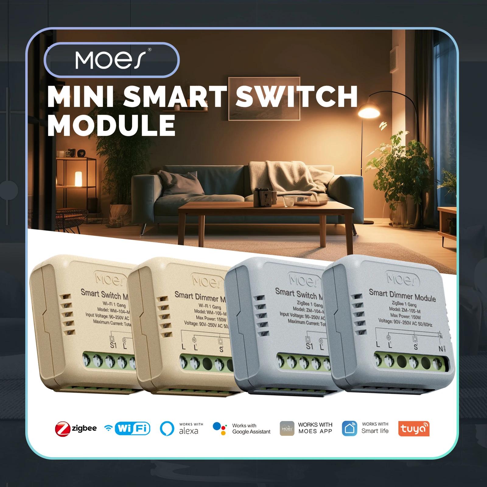 MOES Star Ring Series Mini Tuya WiFi/Zigbee Smart Switch DIY Module Light Switch 1/2 Gang Remote Control Work Alexa